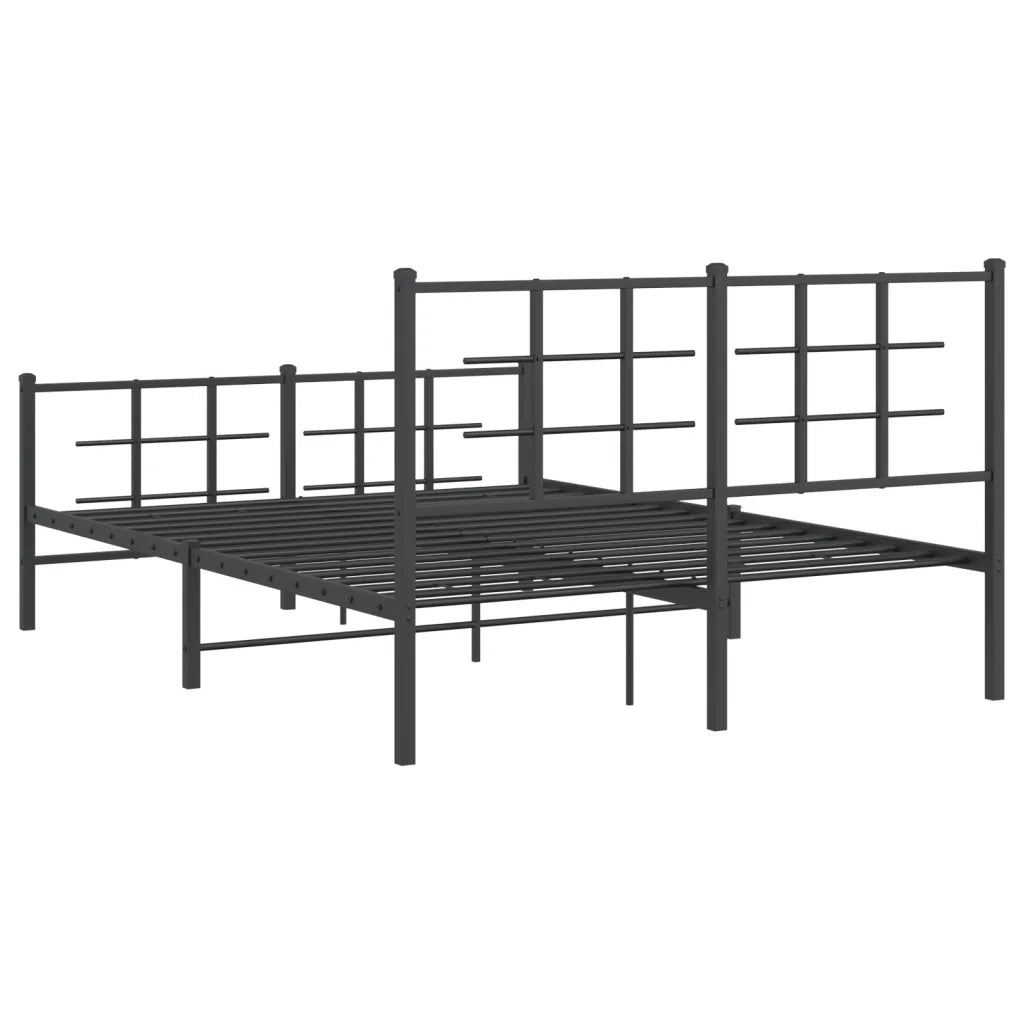 Giroletto con Testiera e Pediera Metallo Nero 135x190 cm 355578