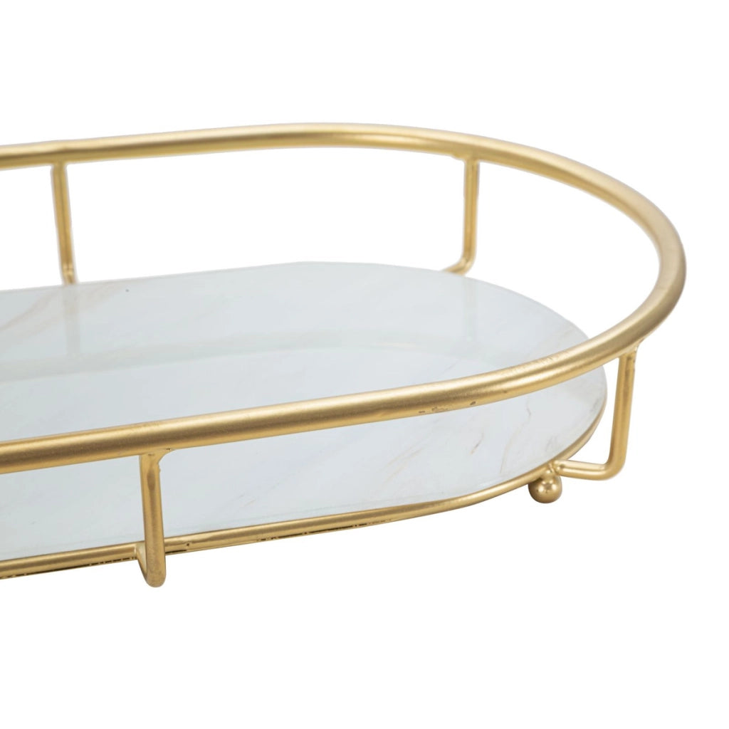 Vassoio VKH690, Oro, Metallo, 36x22,5x27 cm