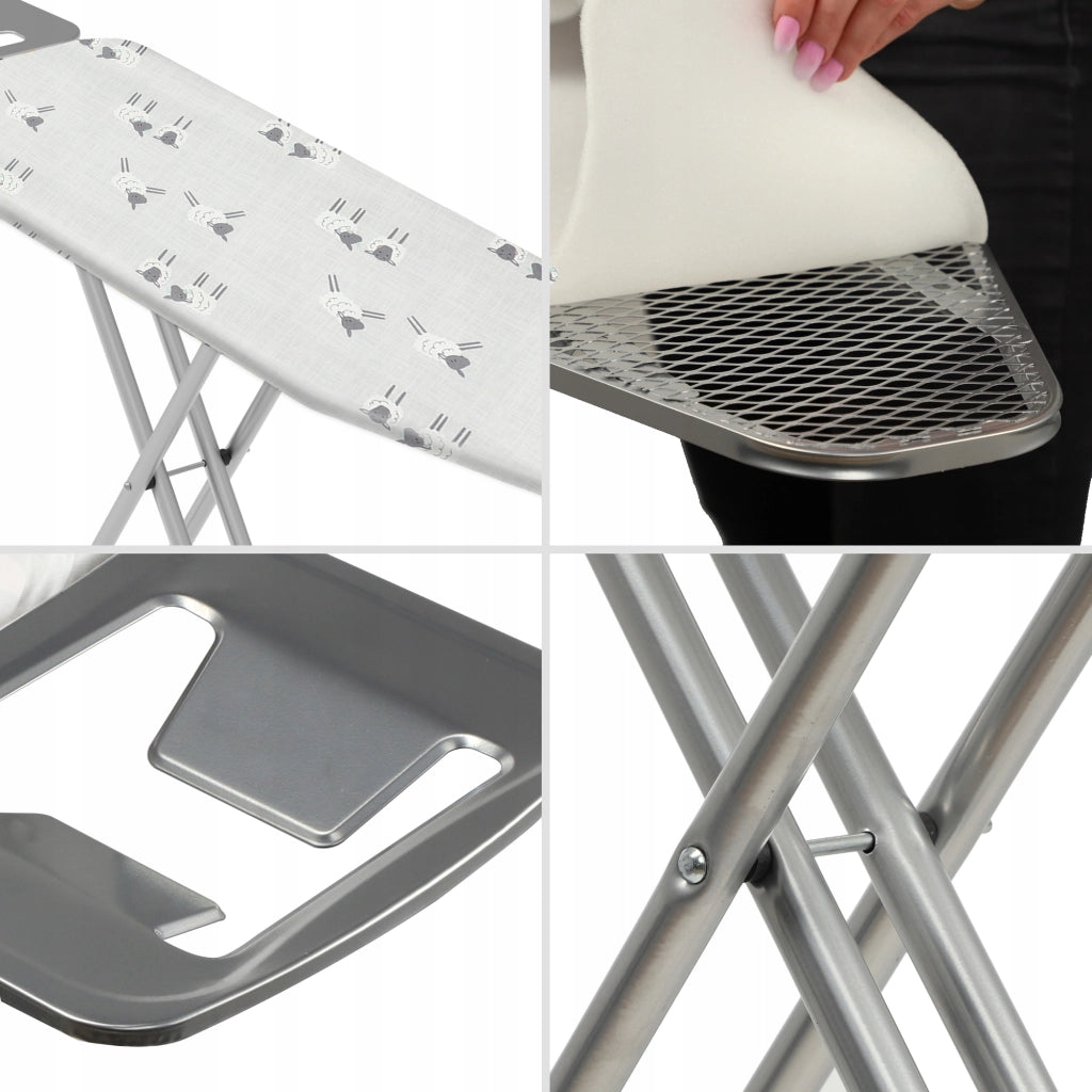 Asse da stiro KADAX 110x30cm pieghevole con supporto per ferro da stiro, piccola e robusta.