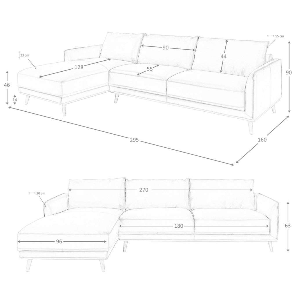 Divano chaise longue sinistro in pelle verde