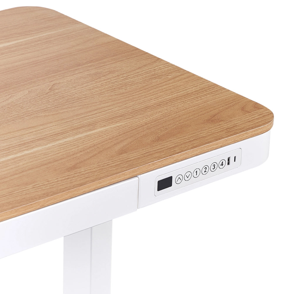 Scrivania elettrica ad altezza regolabile legno chiaro e bianco 120x60 cm ufficio studio lavoro