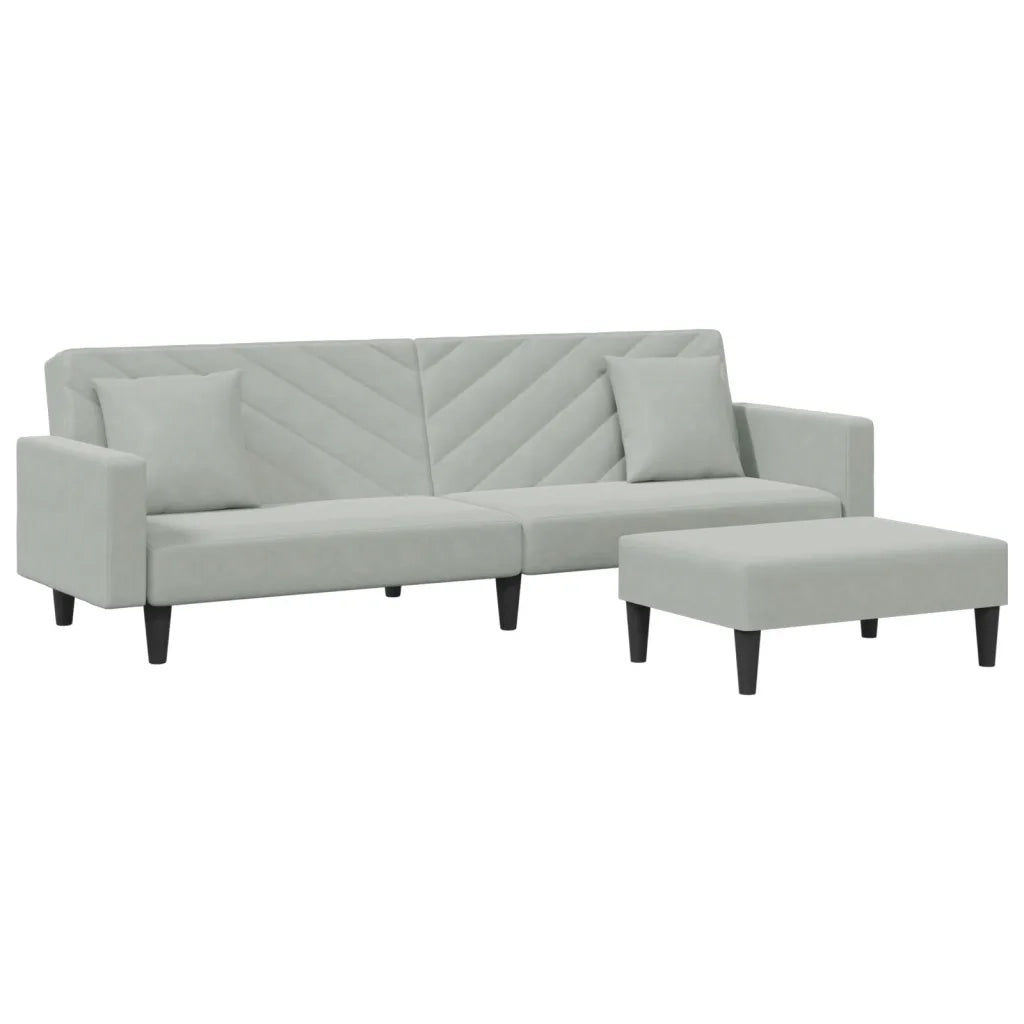 Set di Divani 2 pz con Cuscini Grigio Chiaro in Velluto
