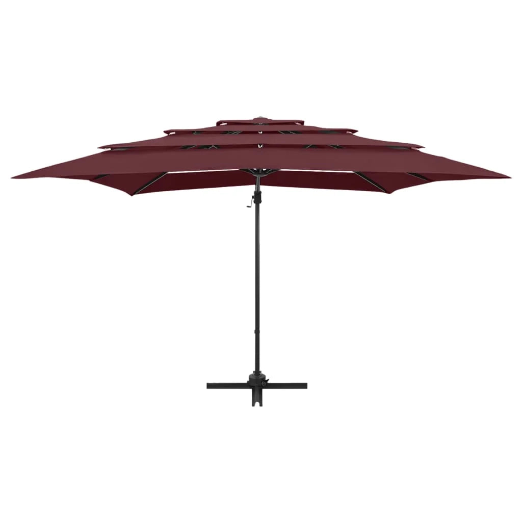 Ombrellone a quattro livelli con palo in alluminio 250 x 250 cm bordeaux 02_0008788