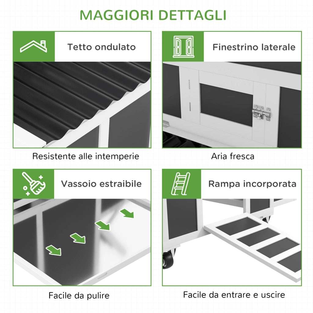 Pollaio in Legno per Galline con Nidi ¨C zephmum ¨C Grigio Scuro 100x60x80