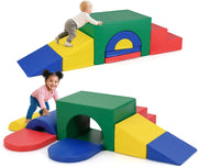 Set di 7 Blocchi da Arrampicata e Strisciamento per Bambini da 1 Anno in Su, Set di Costruzioni in Schiuma da Interno per Bambini a Arrampicarsi, Strisciare e Scivolare (Verde)