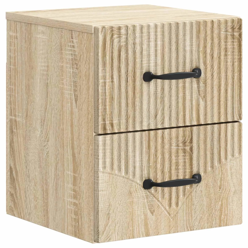 Set di 2 Comodini | Armadio da Notte | Mobiletto da notte a muro Rovere Sonoma 34,5 x 33 x 40 cm