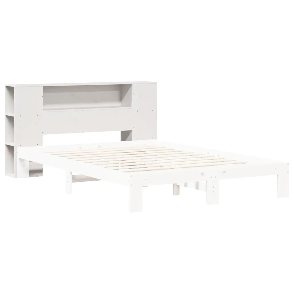 Testiera | Testata con Ripiani Bianca 135 cm in Legno Massello di Pino