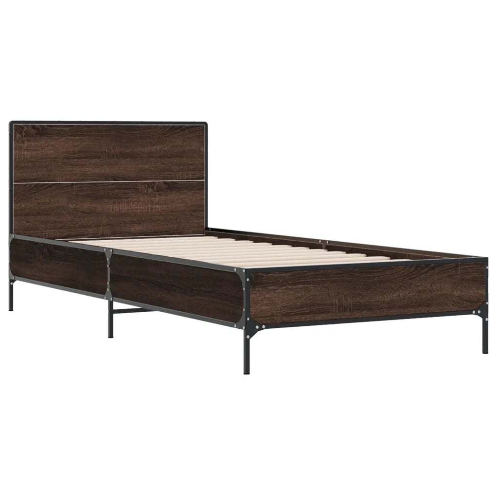 Giroletto-Struttura Letto Rovere Marrone 75x190 cm Legno Multistrato e Metallo 772214