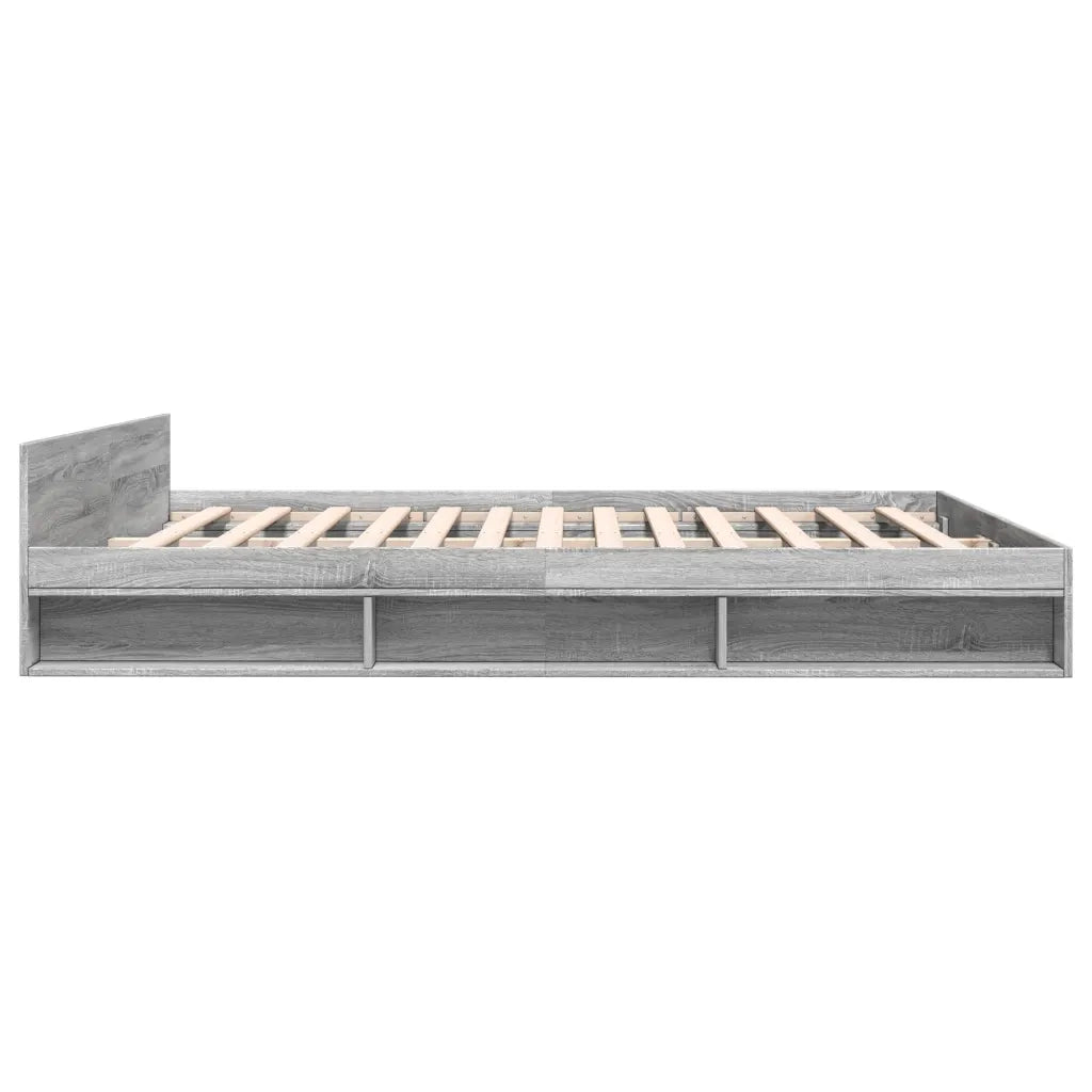Giroletto Cassetti-Struttura Letto con contenitore Grigio Sonoma 200x200 cm Legno Multistrato 665977