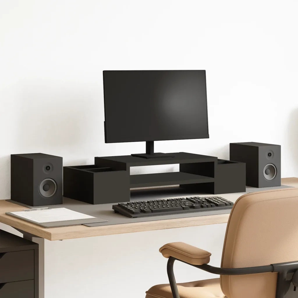Supporto Monitor con Contenitore Nero 70x27x15 cm Truciolato 854680