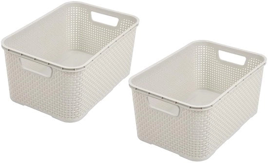 Set di 2 bambini a design di rattan - multifunzionale - crema - plastica - L