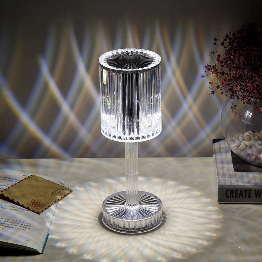 Lampada Tavolo Touch Senza Fili Effetto Cristallo Acrilico Abatjour