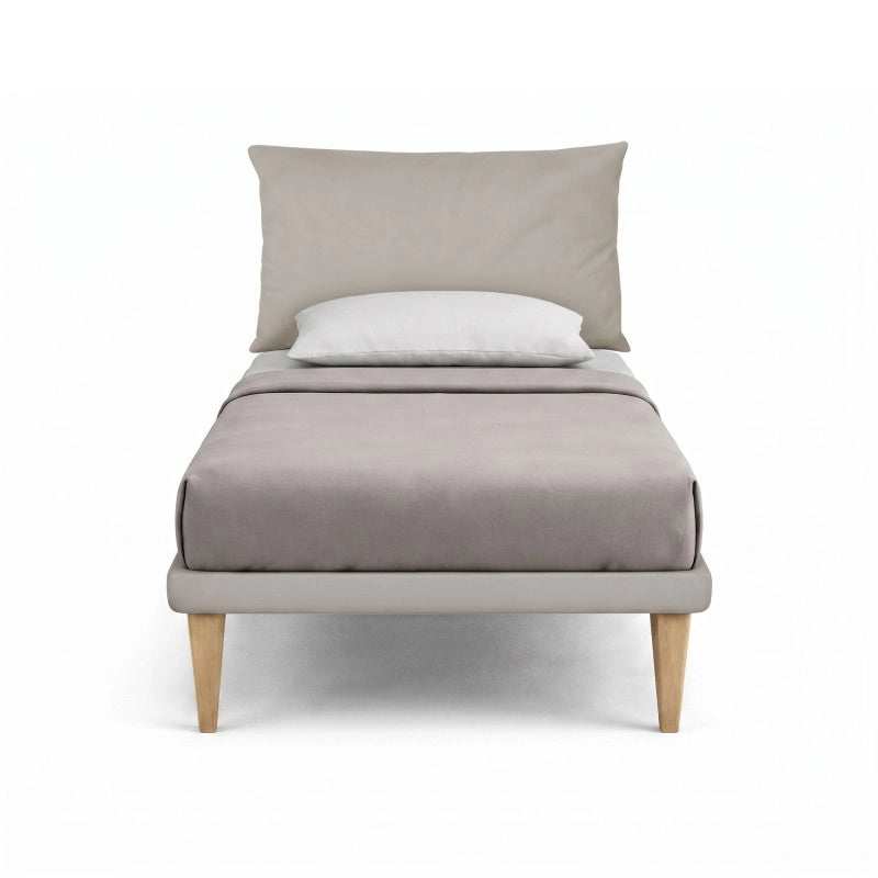 Letto imbottito Singolo 80x200 cm Soft - Similpelle,Tortora,Con rete