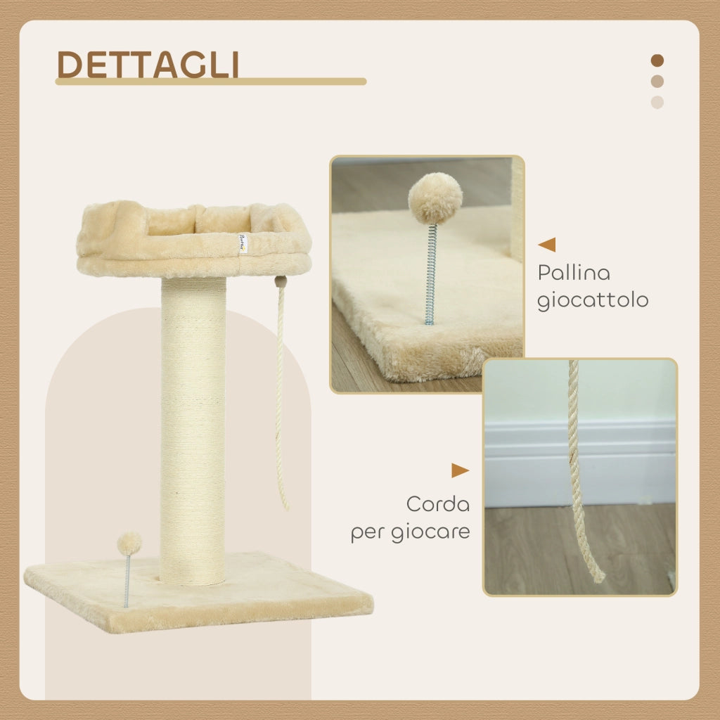 Tiragraffi per Gatti con Lettino e Pallina ¨C Zephmum ¨C Beige 55x55x83 cm