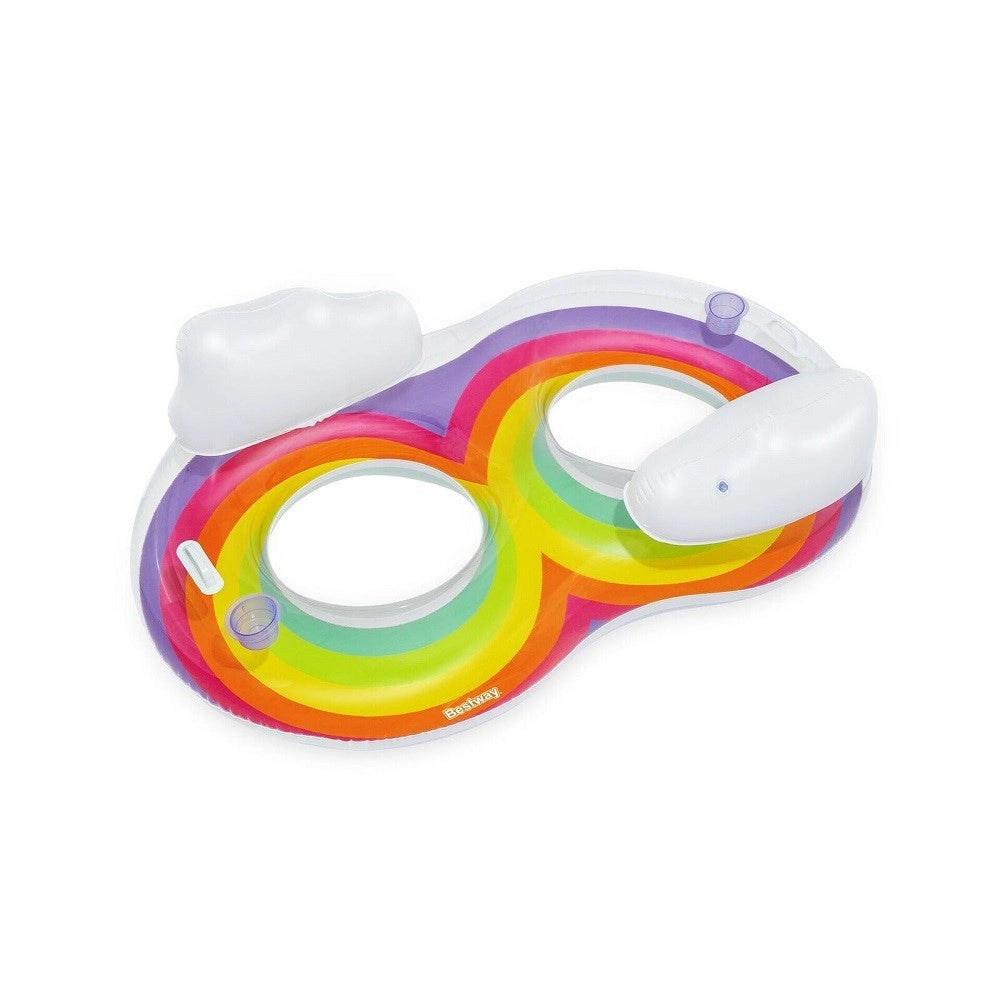Trade Shop - Poltrona Gonfiabile Doppia Rainbow Dream 186x116 Cm Maniglie Portalattine 43648 -