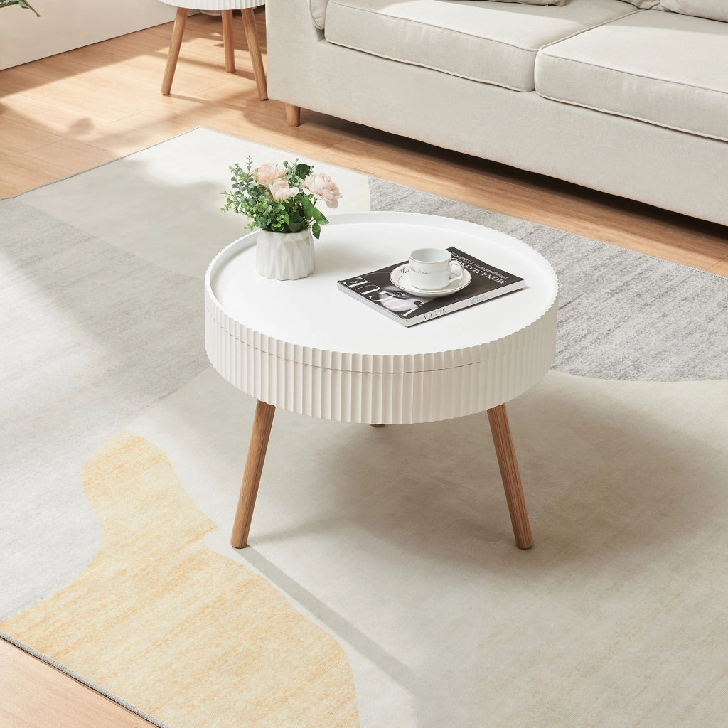 Tavolino Basso da Salotto Bongard 45xØ60 cm, Bianco [en.casa]