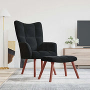 Divano Sedia-Poltrona Relax con Poggiapiedi Nero in Velluto 551461