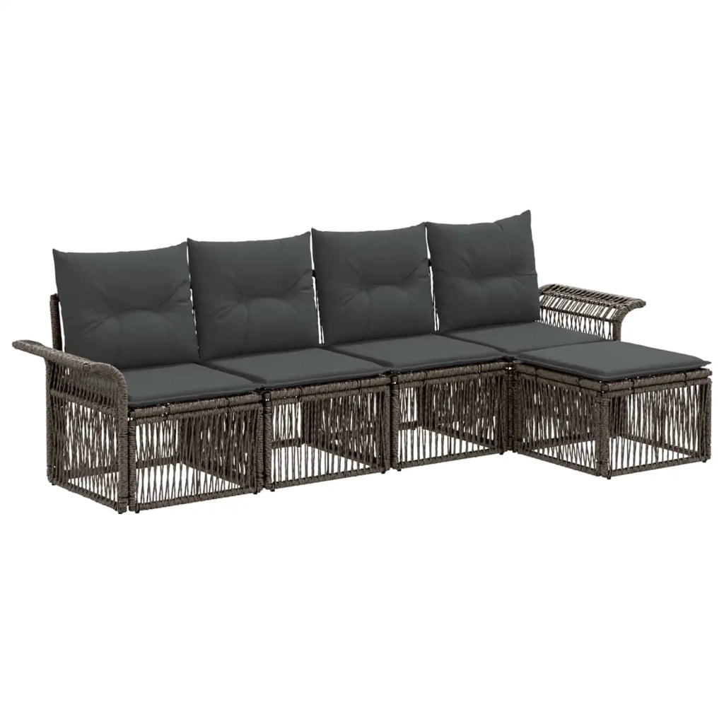 Set Divano da Giardino 5 pcs Grigio polyrattan 3434816