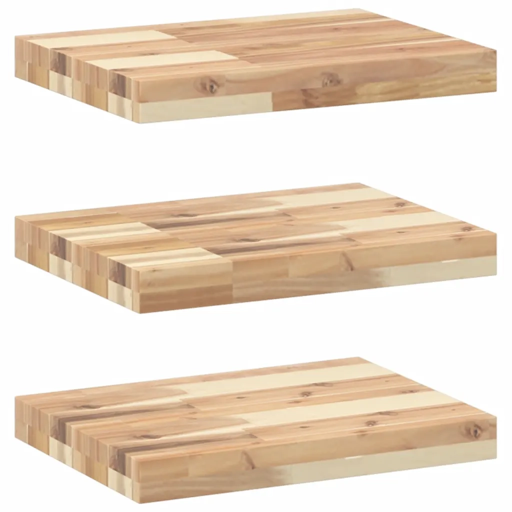vidaXL Mensole da Parete 3 pz 60x30x4 cm Legno Acacia Non Trattato