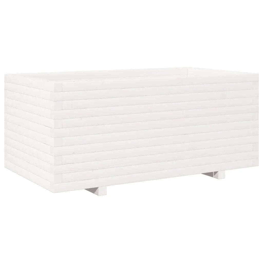 Fioriera da Giardino Bianca 110x60x49,5 cm Legno Massello Pino