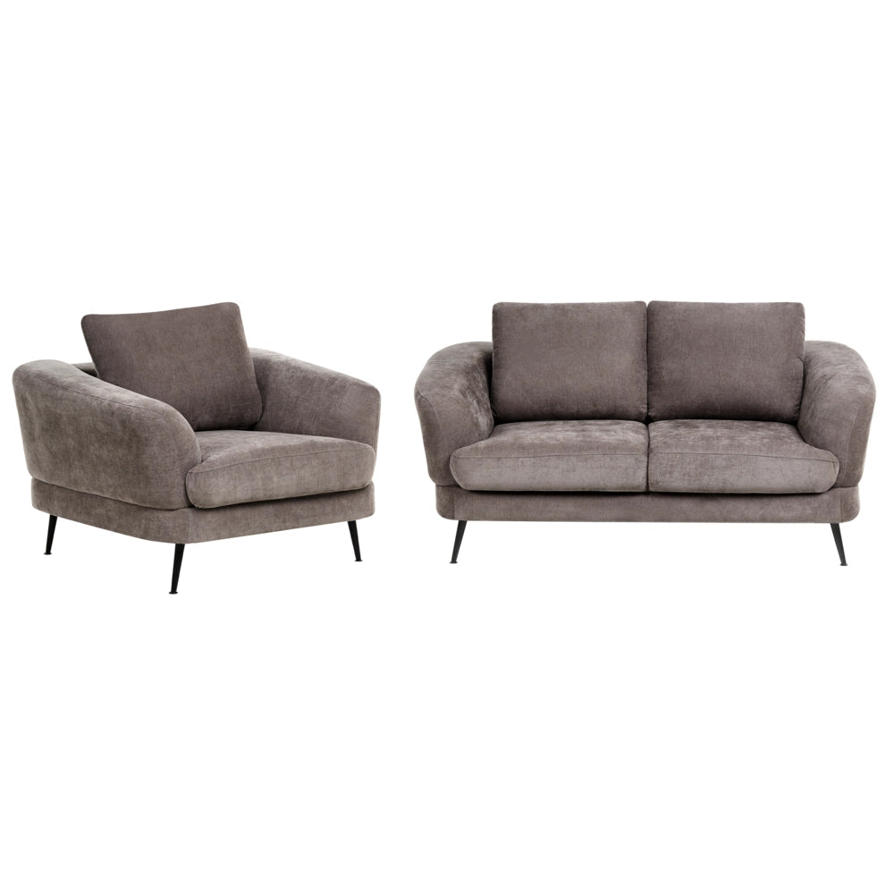 Set di divani a 3 posti Tappezzeria in ciniglia color taupe Gambe in ferro con braccioli Soggiorno in stile moderno