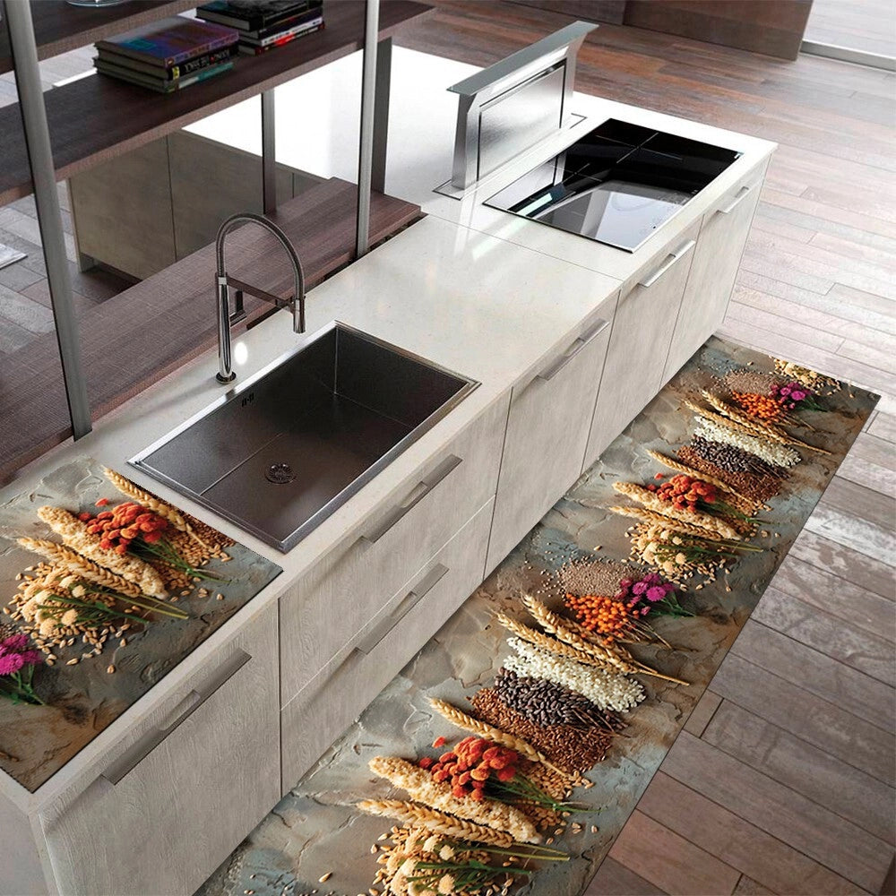 Tappeto Cucina Gomma Pvc 51x140 cm Antimacchia Passatoia Antiscivolo Antisfilo Lavabile Dis_A