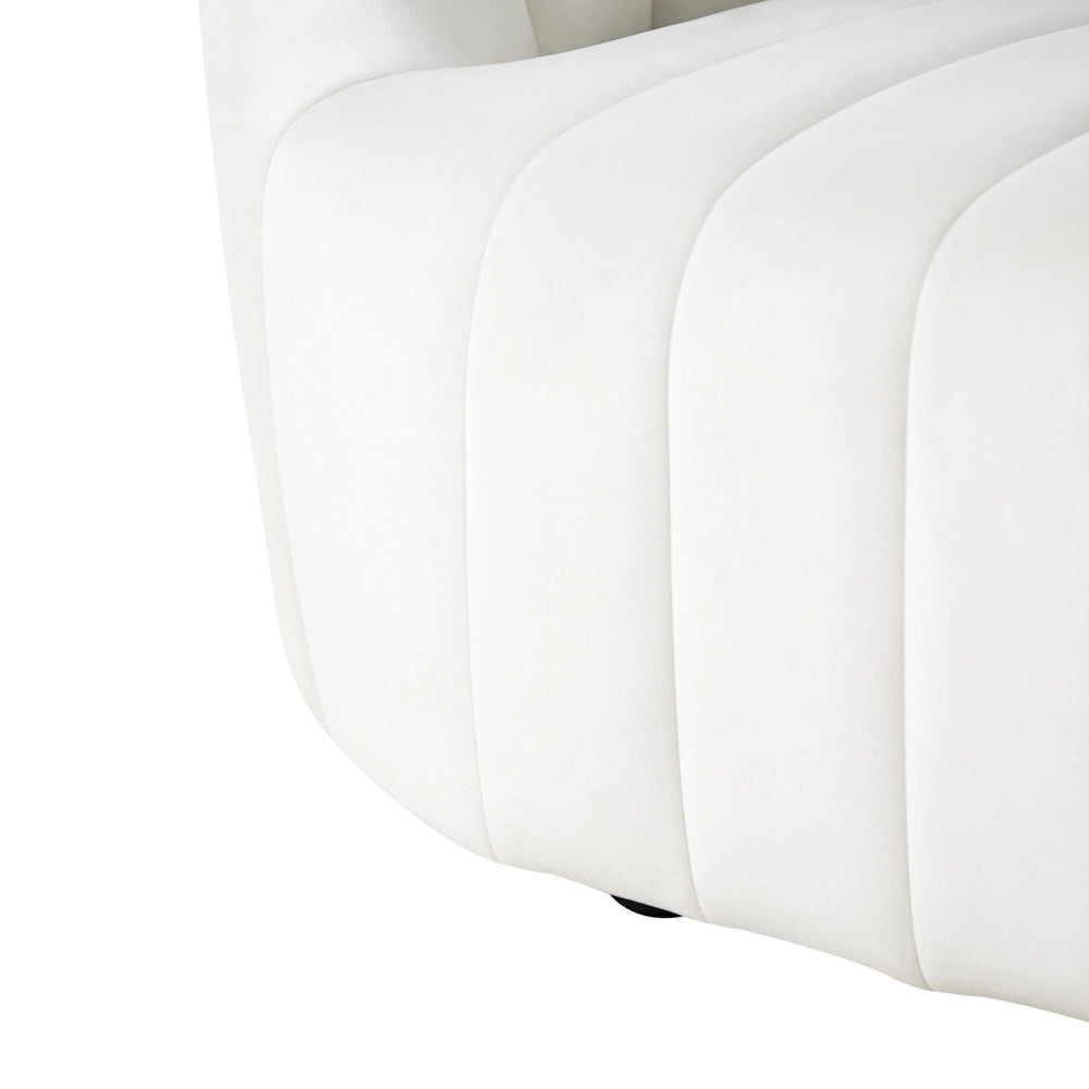 Divano 3 posti in velluto bianco sporco Design contemporaneo e retrò Seduta imbottita e schienale basso