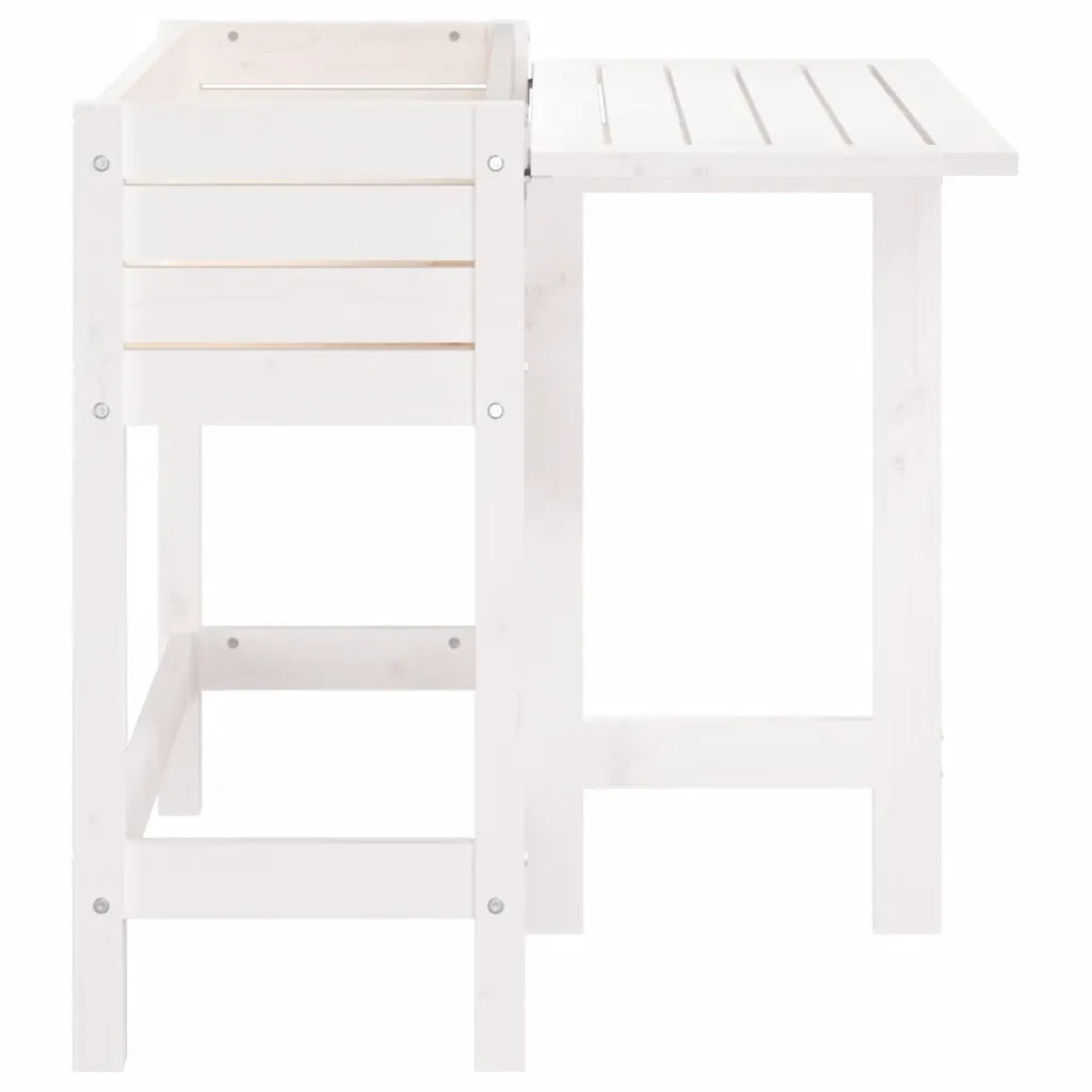 Fioriera Giardino Piano Pieghevole Bianco Legno Massello Pino 825122