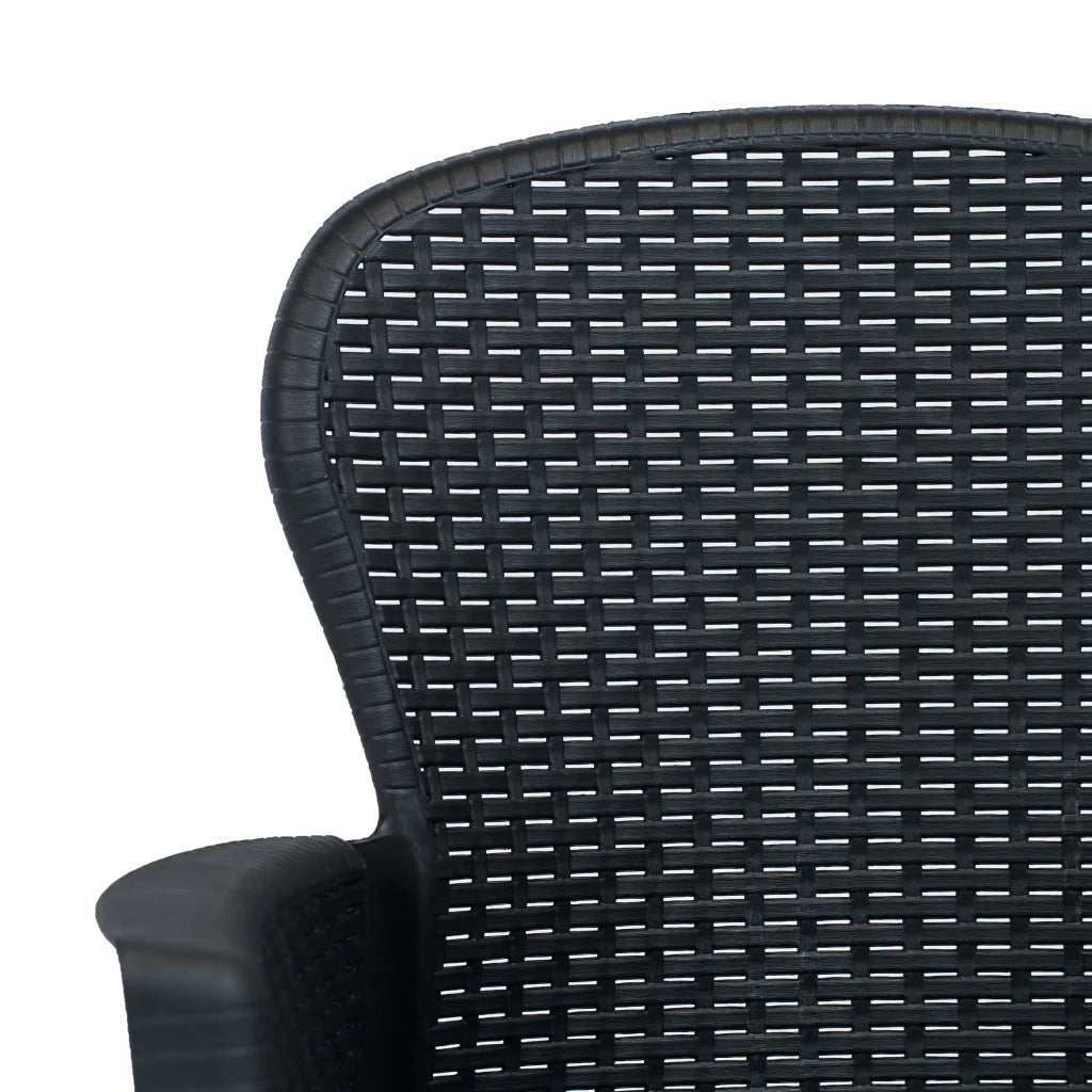 Set Pranzo da Giardino 5 pz in Plastica Antracite Stile Rattan cod mxl 37739