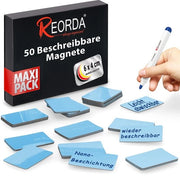 Strisce magnetiche riutilizzabili - 50 strisce riutilizzabili - 6 x 4 cm (Blu) - Magnetici per whiteboard, tabelloni Kanban, pannelli magnetici o come magneti riutilizzabili per frigorifero
