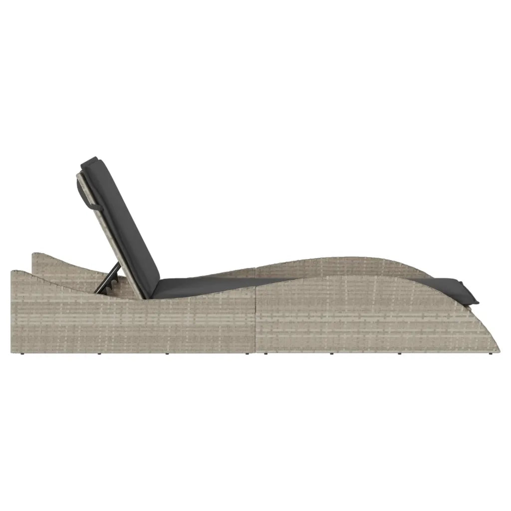 Lettino con Cuscino Grigio Chiaro 60x205x73 cm in Polyrattan 368283