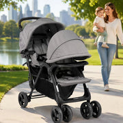 Tandem Twin Stroller, Dark Grey, Steel