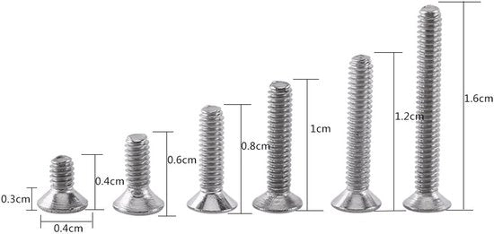 Assortimento di Viti a 6 Viti in Acciaio Inox Corrosione Resistente - 250 pezzi - Testa Piana