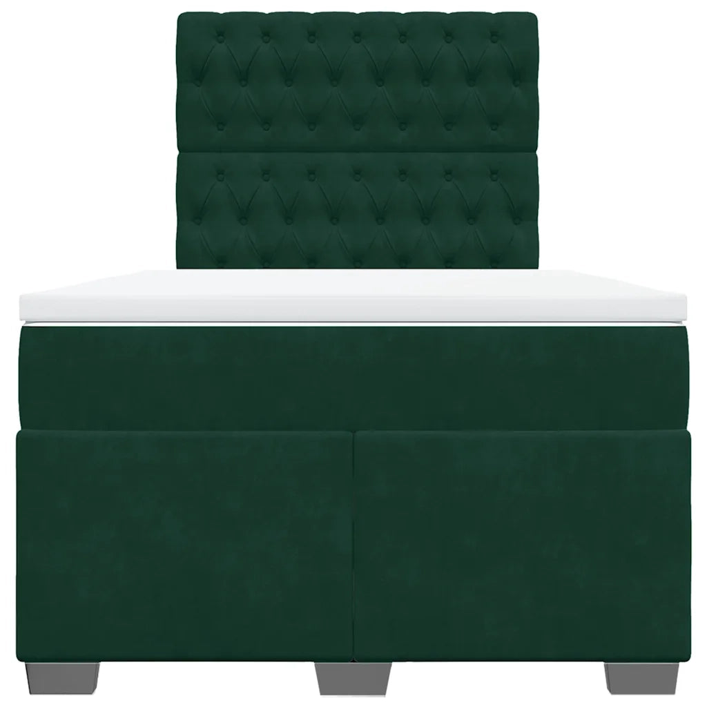 Giroletto a Molle con Materasso Verde Scuro 120x200 cm Velluto