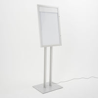 Espositore a Leggio con Piantana 51,4x79 cm in Alluminio con Led Porta Menù Silver