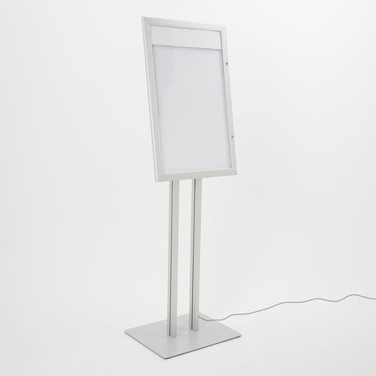 Espositore a Leggio con Piantana 51,4x79 cm in Alluminio con Led Porta Menù Silver