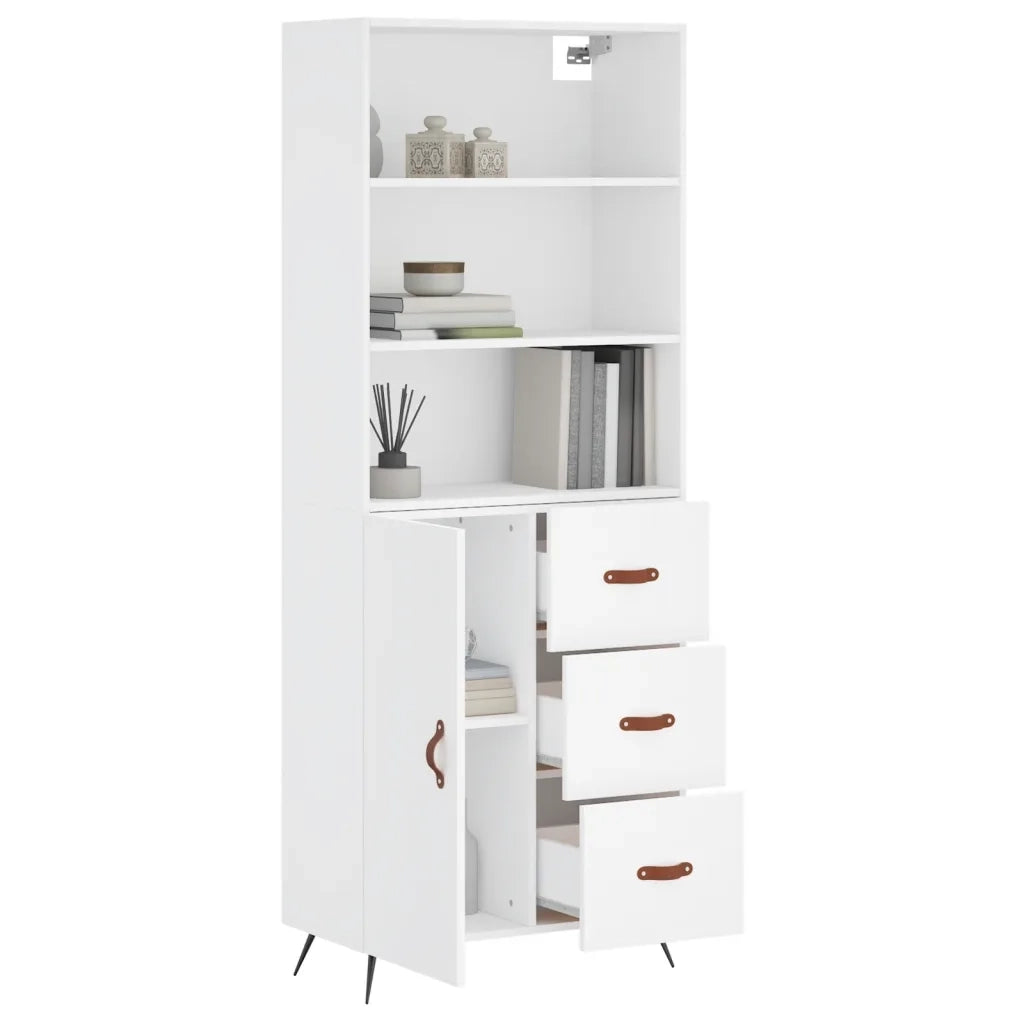 Credenza-Buffet-Armadio da cucina Bianca 69,5x34x180 cm in Legno Multistrato 425274