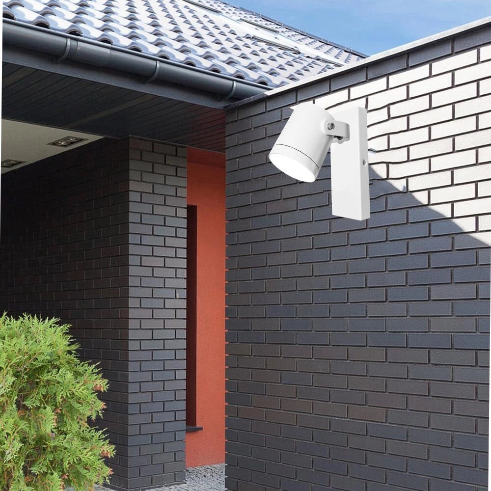 Trade Shop - Applique Parete Orientabile Per Esterno Attacco Gu10 Lampada Da Muro Ip44 539wa-b172 - Bianco