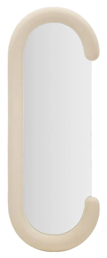 Specchio da muro cornice in velluto crema 60x7x160cm CHANTAL