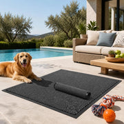 Entrance Doormat Rectangular Tufted Floor Mat, Dust Trapping Entry Rug For Hallway Kitchen Office, 60x90 Cm, Anthracite