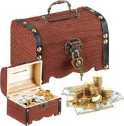 Cassa di Deposito in Legno con Chiusura per Bambini - Tesoro da Decorare e Utilizzare (14.5 x 10.5 x 10.5 cm Miele)