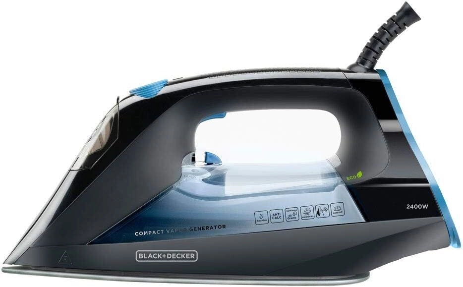 Black & Decker BXIR2401E ferro da stiro Ferro a vapore Ceramica 2400 W Nero, Grigio, Arancione