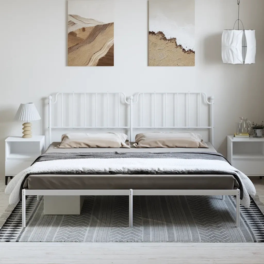 vidaXL Giroletto con Testiera Metallo Bianco 183x213 cm