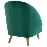 Poltrona da Camera da Letto e Salotto in Velluto Verde con Imbottitura Spessa e Solida Struttura in Legno (67x65x77cm)