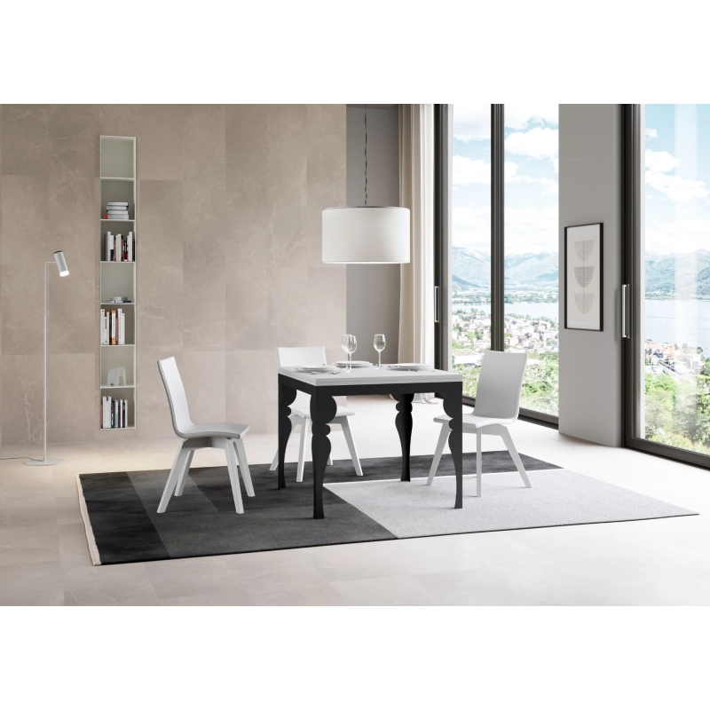Tavolo apribile 90x90/180 cm Paxon Libra telaio Antracite - Bianco Frassino