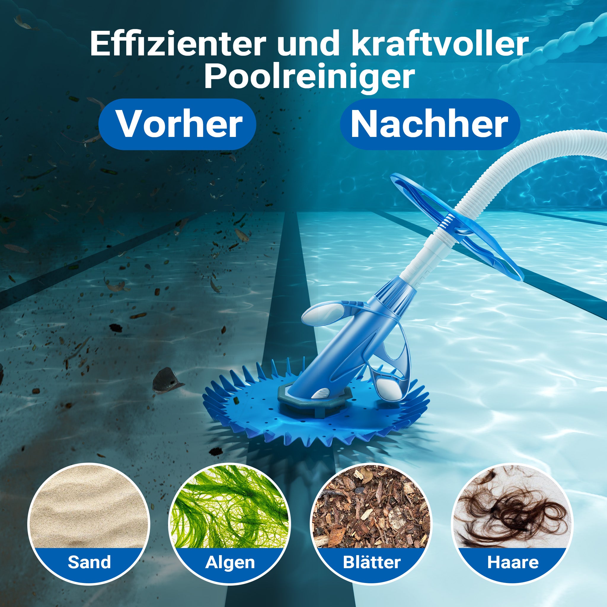 Pulitore automatico per piscine incl.12 tubi Aspiratore per pulizia fondo piscina