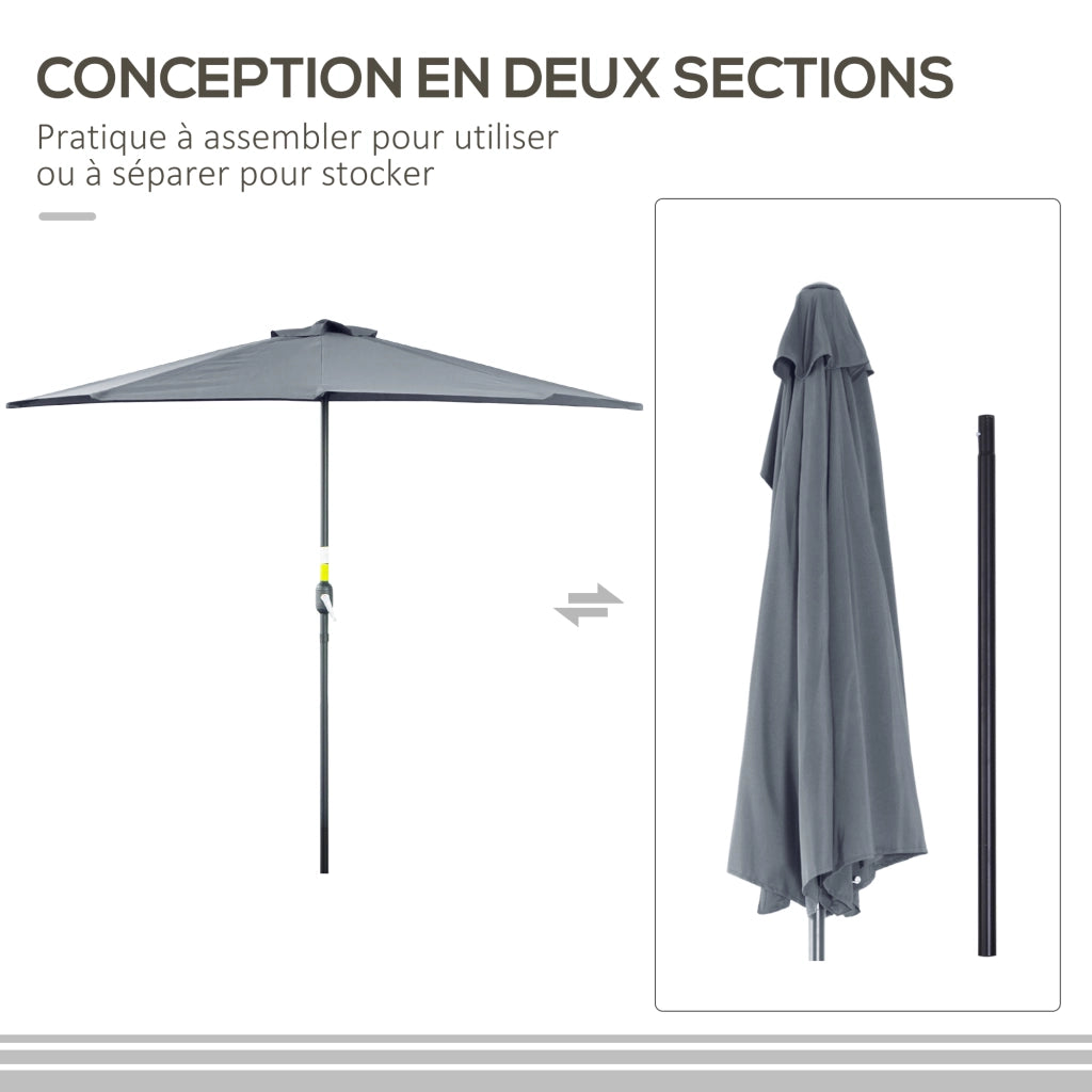 Parasole da balcone pieghevole 5 bracci ¨C zephmum ¨C grigio 270x140 cm