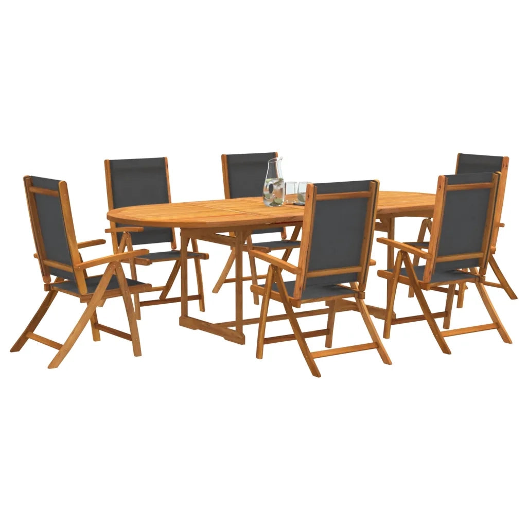 Set Pranzo da Giardino 7pz Legno Massello di Acacia e Textilene 3279262