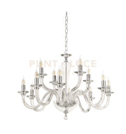 LAMPADARIO RAVEL 12 LUCI ATTACCO E14 CRISTALLO E CROMO D.82CM