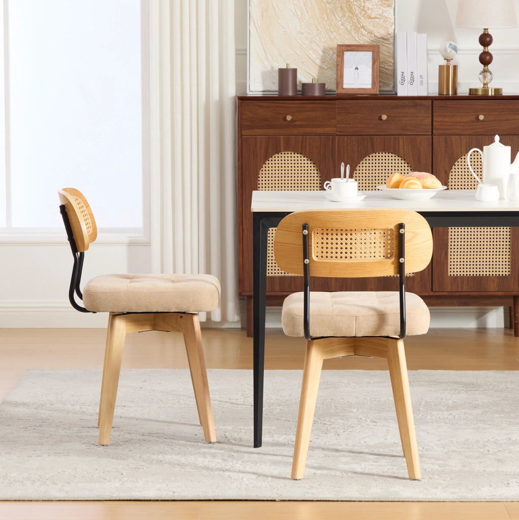 Sedia girevole 43x50x77 cm a 360 gradi in chenille khaki